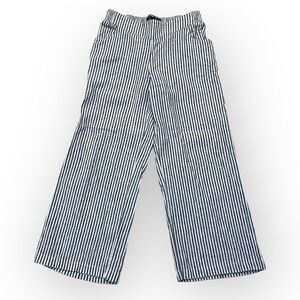 Rachel Cole Linen blend wide leg pull up pants, pinstripe, grey/white,Small(6)